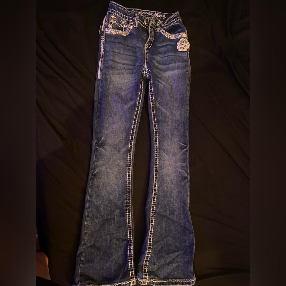 Embellished Blue Boot Cut Jeans for Women